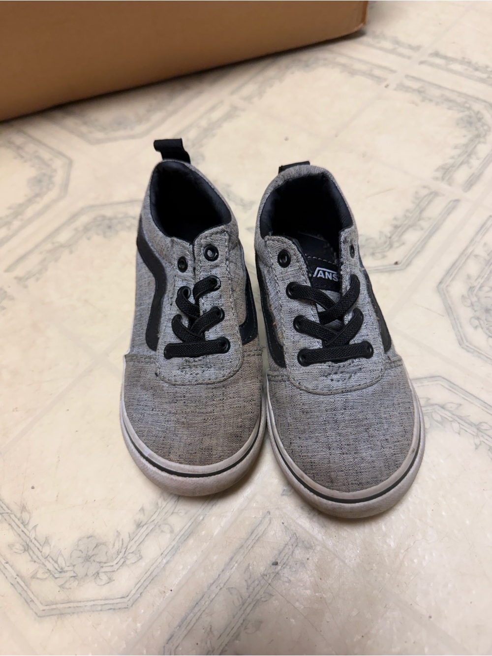 Vans Kids Grey Canvas Sneakers with Black Accent